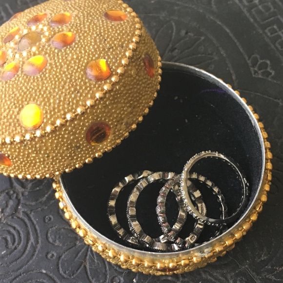 Vintage Silver & Genuine Crystal Stack Rings - Picture 4 of 5